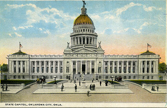 a colorized post card depicting the Oklahoma State Capitol
