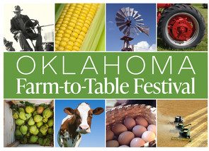 A collage of images depicting fields, harvesting, produce, animals and farmers with the words "Farm-to-Table Festival"
