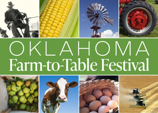 A collage of images depicting fields, harvesting, produce, animals and farmers with the words "Farm-to-Table Festival"