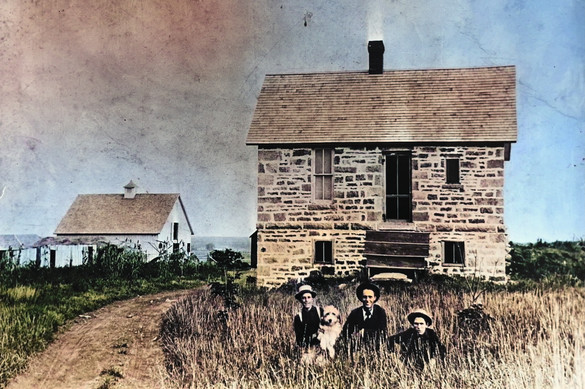 A colorized historic photo of Governor William W. Jenkins Homestead site in Kay County