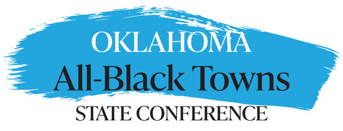 A swash of blue paint and the words "Oklahoma All-Black Towns State Conference