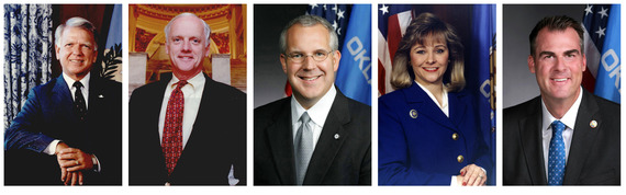 Former Oklahoma Governors Nigh, Keating, Henry, Fallin, and Stitt