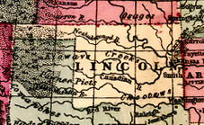 A map, dating to the 1860s which labels the state of Oklahoma as "Lincoln"