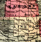 A map, dating to the 1860s which labels the state of Oklahoma as "Lincoln"