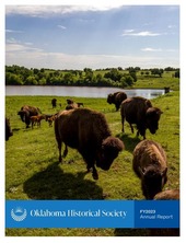 Oklahoma Historical Society Annual Report cover picturing bison at Pawnee Bill Ranch