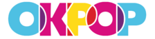 The OKPOP logo with bright, flourescent colors and the letters OKPOP overlapping