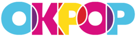 The OKPOP logo with bright, flourescent colors and the letters OKPOP overlapping