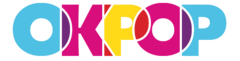 The OKPOP logo with bright, flourescent colors and the letters OKPOP overlapping