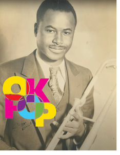 OKPOP logo superimposed on an image of Ernie Fields, Sr. holding a trumpet