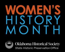 A graphic that reads Women's History Month in Rust and blue lettering and the State Historic Preservation Office below it.