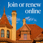 a button with the Overholser roofline that reads "Join or Renew Online"