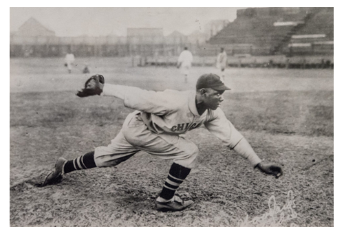 Black baseball pitcher Willie Foster on the mound