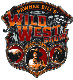 Pawnee Bill Wild West Show 2024 logo in red and brown colors