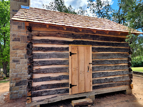 The Everett and Mandy Sneed cabin restored at Humphrey Heritage Village in Enid