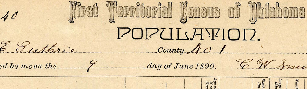 A detail of a page of the First Territorial Census of Oklahoma