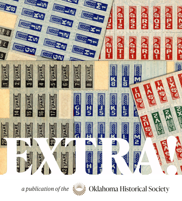 Red, Blue, green, and black War Ration Stamps from booklet No. 4, depicting wheat, cornucopia, the torch of Liberty, the words  "Spare" and 