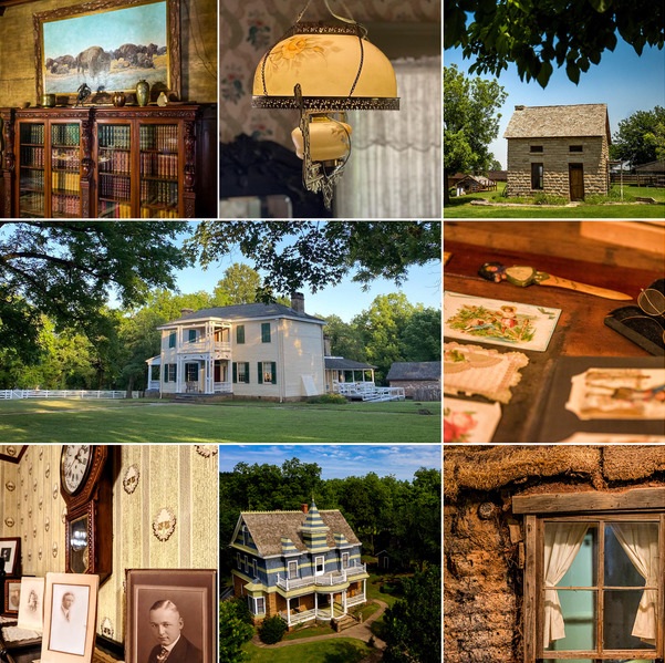 A collage of the OHS Historic Homes and their exteriors