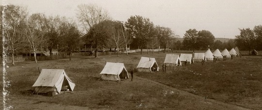 Tents at the riverside at Fort Gibson, Indian Territory