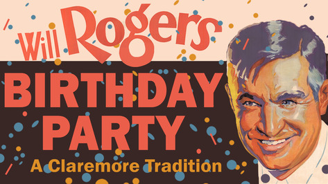 Will Rogers Birthday Party banner with an image of Will Rogers