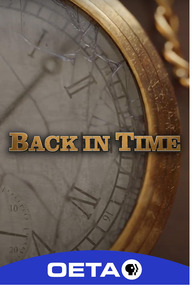 OETA logo and the Back in Time logo which shows the face of an antique clock face in the background