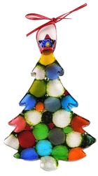 A multi-colored glass tree ornament