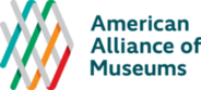 The logo of the American Alliance of Museums. Blue, green, orange, and red lines interlock to form a stylistic AAs and MMs
