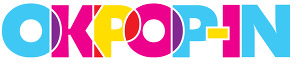 Brightly colored heavy bold lettering that reads OKPOP-IN. The lettering overlaps with vivid shadows