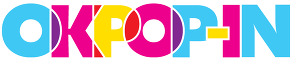 Brightly colored heavy bold lettering that reads OKPOP-IN. The lettering overlaps with vivid shadows