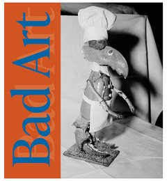 A weird piece of art made from the shells and claws of a lobster, formed into a figure wearing a chef's hat.