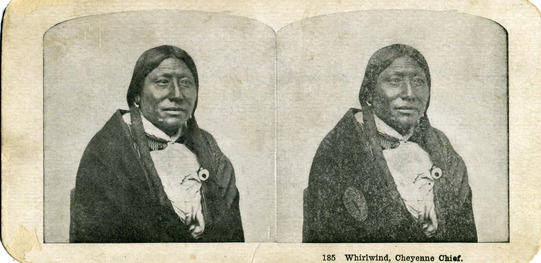 Whirlwind, Cheyenne Chief portrait on a stereoscope card