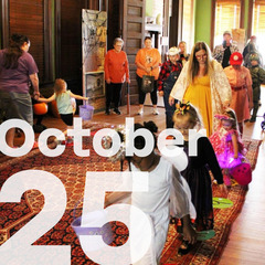 A group of Trick or Treaters line up for a game of Halloween fun at the Oklahoma Territorial Museum. The date October 25