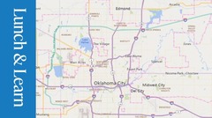 Historic Overlay Zoning banner, a map of the Oklahoma City metro area with the words "Lunch and Learn" in a blue field
