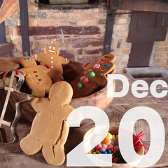 Gingerbread men and decoration and the large lettered date Dec 20