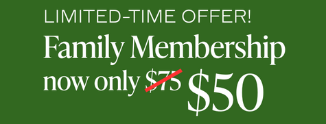Family Membership special $50, with a large Christmas bow