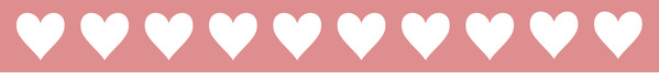 A line of heart emojis, with a pale pink background