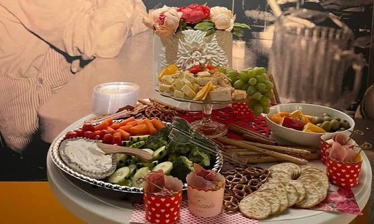 Refreshments and Valentines candy adorn a table in the galleries of the Cherokee Strip Regional Heritage Center.