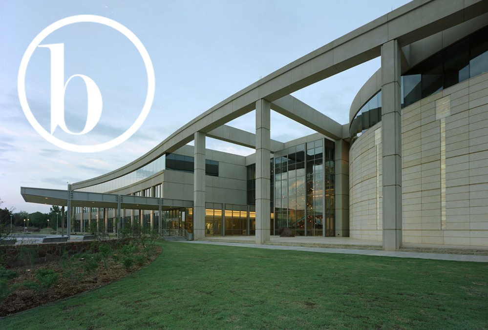 The exterior of the Oklahoma History Center and the Beck Design logo