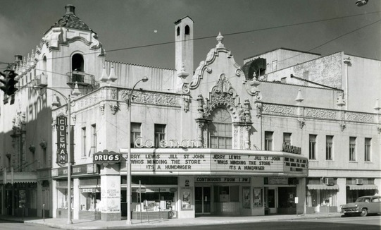The Coleman Theater, a historic Route 66 location in Miami, Oklahoma with a Spanish Colonial Revival architectural style