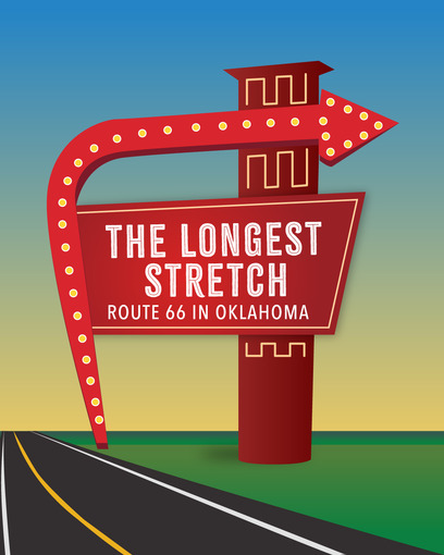 An old-fashioned neon hotel sign graphic with the words 'The Longest Stretch'