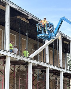 demolition of areas of dragoon quarters at Fort Gibson Historic Site in preparation for preservation work