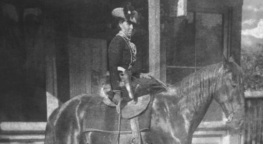 Belle Starr on horseback