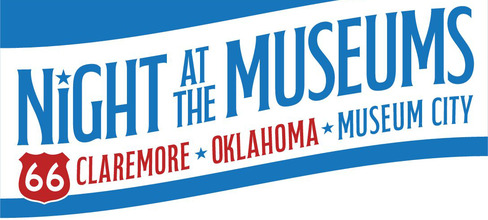 A banner with the words 'Night at the Museums" and a Route 66 Shield