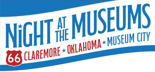 A banner with the words 'Night at the Museums" and a Route 66 Shield