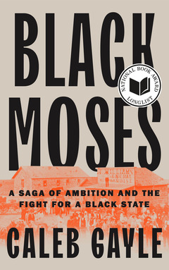 Black Moses book cover and a portrait of the author Caleb Gayle, wearing a denim shirt with his arms crossed.