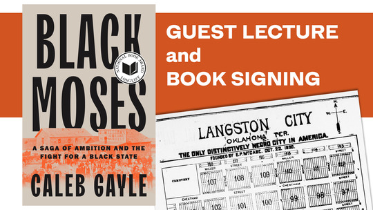 Black Moses book cover and a newspaper image of an early map of Langston City