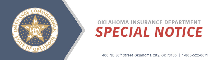 Oklahoma Insurance Department Special Notice