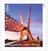 stamp with image of OKC's Skydance Bridge