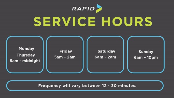RAPID BRT Service Hours and Frequency 