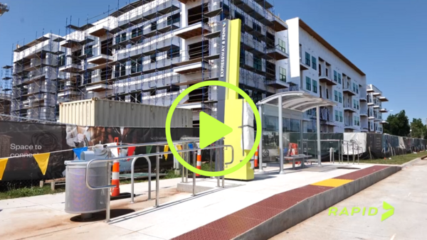 June 2023 RAPID BRT Progress Update video screenshot of platform at OAK
