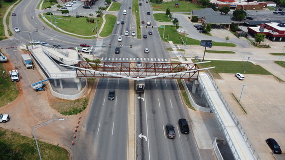 aerial view of NW Expressway pedestrian bridge
